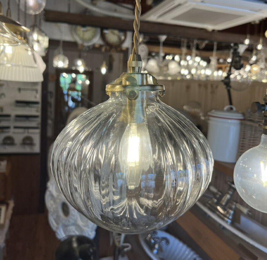 【 アウトレット 】 照明 ペンダント ランプ ガラス シェード ガラス  LED　電球球付き 新築 リフォーム リノベーション カントリー ナチュラル  引っ掛けシーリング E17 ゴールド 1灯  - 2