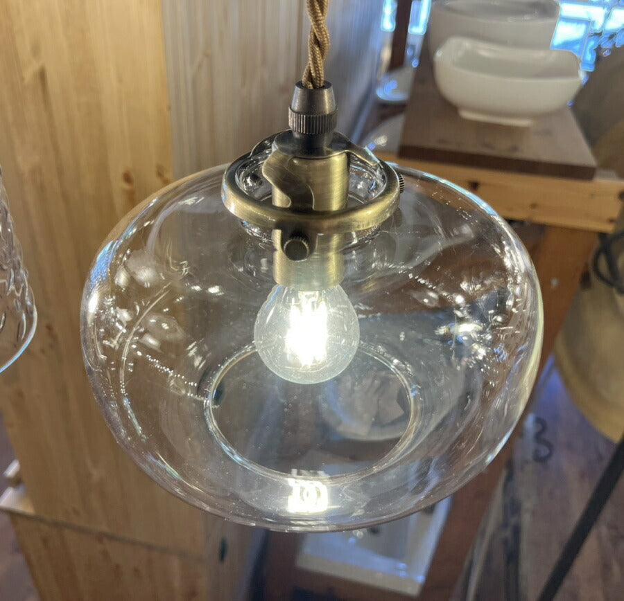 【 アウトレット 】 照明 ペンダント ランプ ガラス シェード ガラス  LED　電球球付き 新築 リフォーム リノベーション カントリー ナチュラル  引っ掛けシーリング E17  1灯 天井照明 - 2