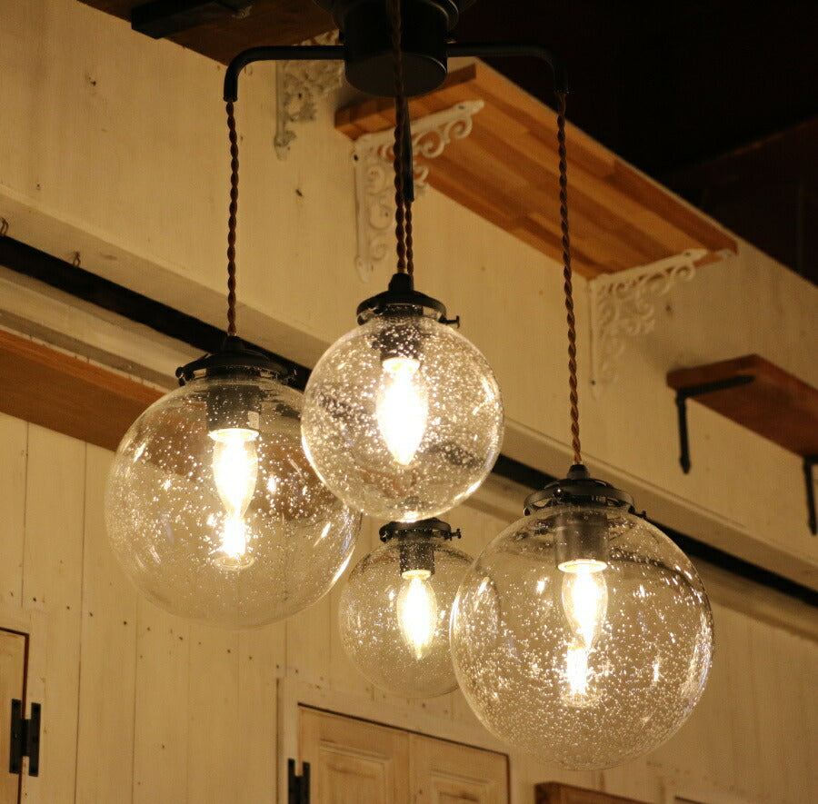 【LED電球付き】Sparkle・4灯ペンダントランプ(スパークル・4灯ペンダントランプ）ペンダントライト 照明 LED電球 おしゃれ リビング用 北欧 和室 ダイニング用 食卓用 アンティーク LE - 10