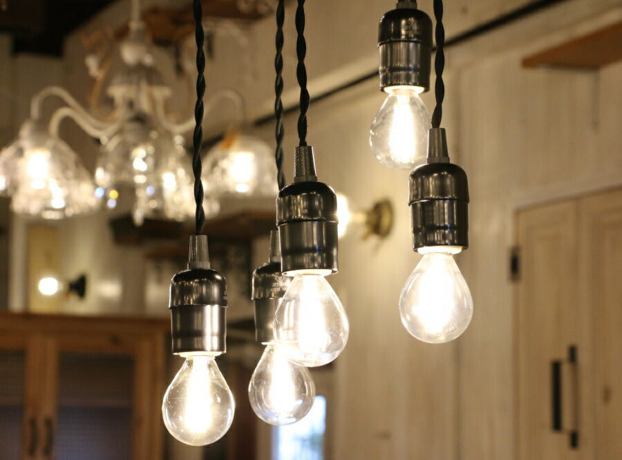 【丸型 シャンデリア型 LED付き】ペンダントランプ ライト 天井照明 引掛けシーリング リビング ダイニング 廊下 玄関 店舗 インテリア ワイヤー インダストリアル ヴィンテージ アンティーク ブ - 2